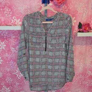 Apt. 9 Black and Pink Plaid Blouse